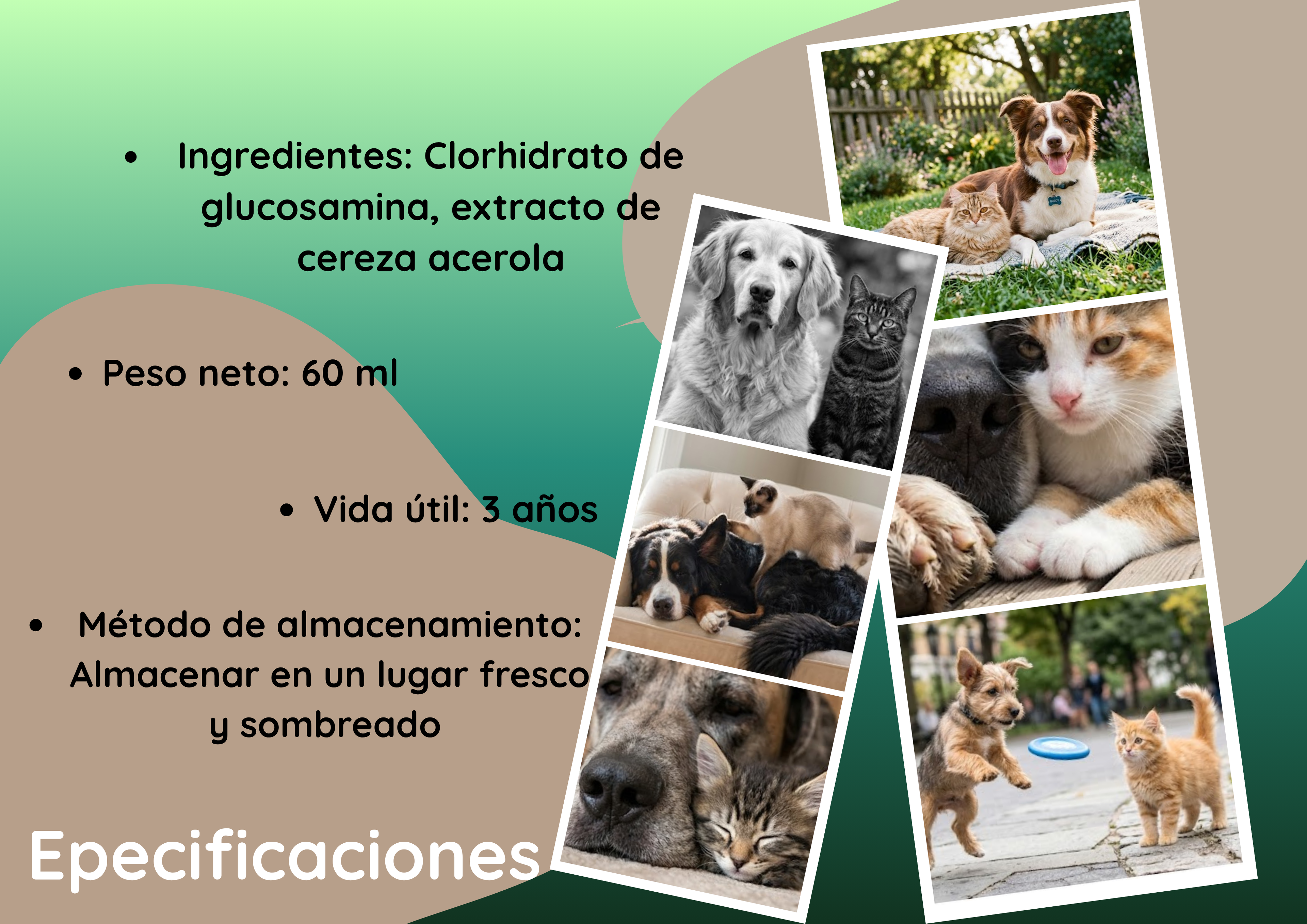 Gotas multivitamínicas para perros y gatos.