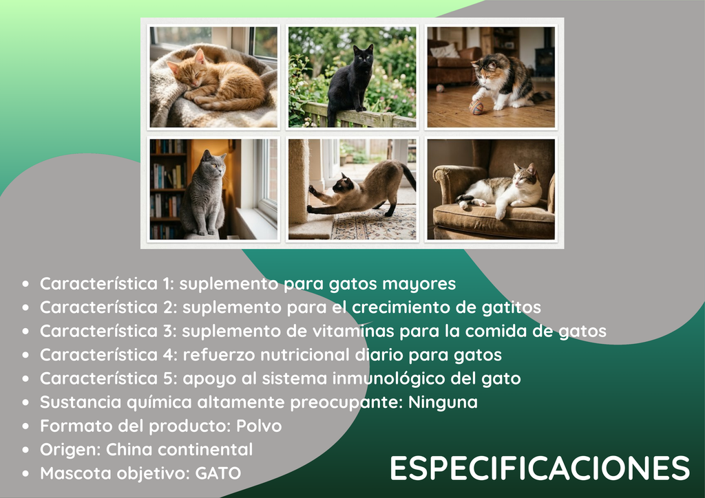 Suplemento en polvo todo en uno para la salud felina
